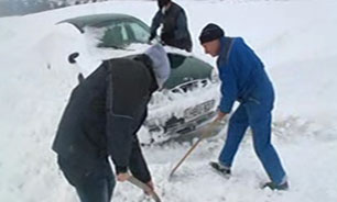 بارش برف سنگين در مجارستان + فیلم