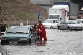کاهش دما بارش شدید باران و آبگرفتگی معابر در مازندران