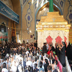 خطبه خوانی خادمان حرم حضرت معصومه(س) در جوار ضریح امام حسین(ع)