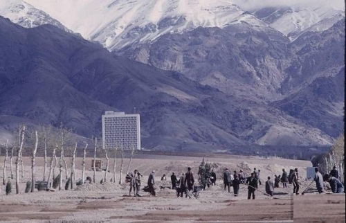 تصویری قدیمی از روزی که خیابان ولی عصر ساخته می شد