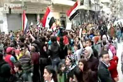 تظاهرات مردم حلب علیه گروههای تروریستی در سوریه