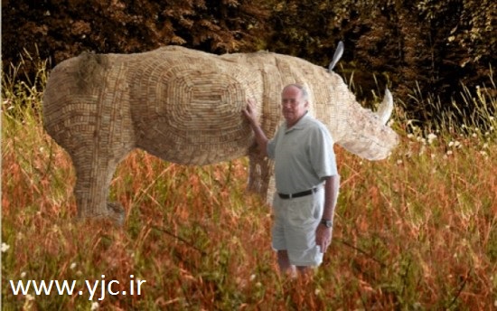 ساخت کرگدن با چوب پنبه +عکس
