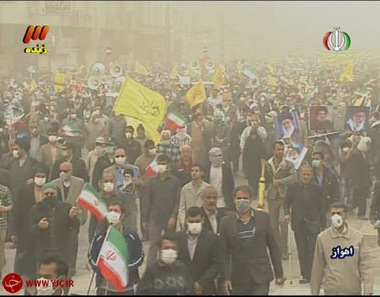 گرد و غبار مانع حضور انقلابی مردم غیور خوزستان در حماسه 22 بهمن نشد+ تصاویر