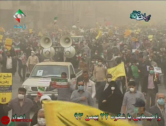 گرد و غبار مانع حضور انقلابی مردم غیور خوزستان در حماسه 22 بهمن نشد+ تصاویر