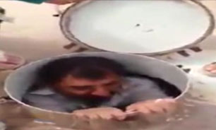 نجات مردی که داخل مخزن آب گرفتار شده بود + فیلم