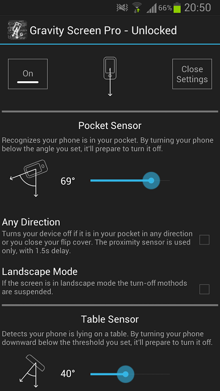 نرم افزار روشن و خاموش کردن صفحه با لمس Gravity Screen +دانلود