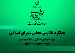 گزارش عملکرد نظارتی شش ماهه نخست از اجلاسیه چهارم دوره نهم مجلس