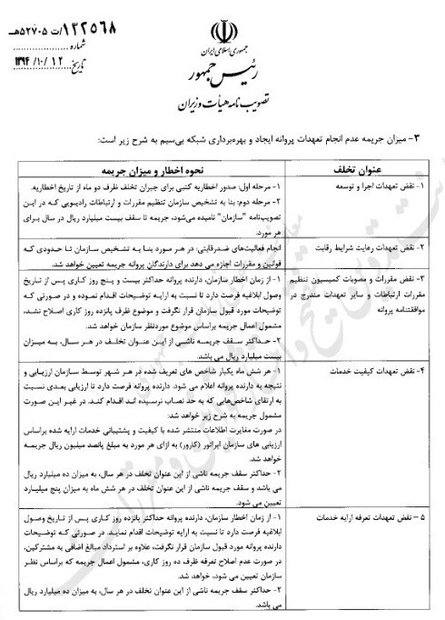 حق امتیاز بهره برداری از شبکه بی سیم تعیین شد