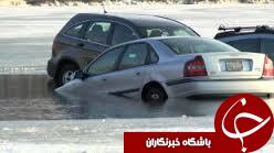 وقتی ماشین های آمریکایی هم زیر آبی  می روند+عکس