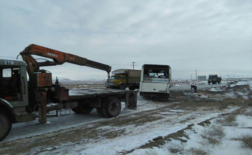 واژگونی اتوبوس در محور میامی - شاهرود کشته ای نداشت+تصاویر