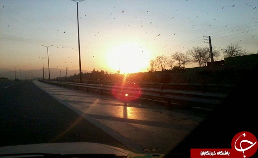 طلوع زیبای خورشید در اتوبان امام علی(ع) + تصاویر