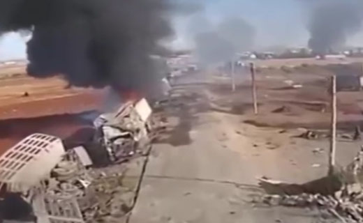بمباران کاروان نفتی داعش + فیلم