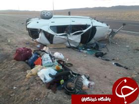 واژگونی خودرو در محور میامی- سبزوار یک کشته ودو مجروح به جا گذاشت+ تصاویر