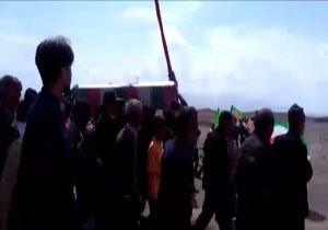 تشیع پیکر شهید گمنام در روستای میغان + فیلم