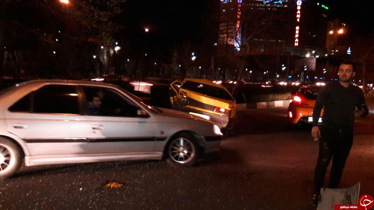 تصادف و واژگونی خودروی پژو پرشیا به علت سرعت بالا + تصاویر