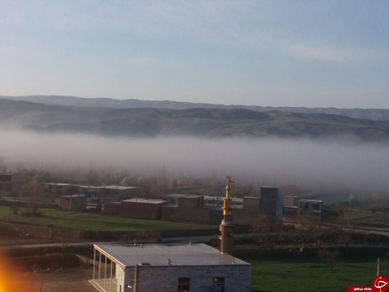 تصاویری دلنشین از مه&zwnj;گرفتگی یک روستا