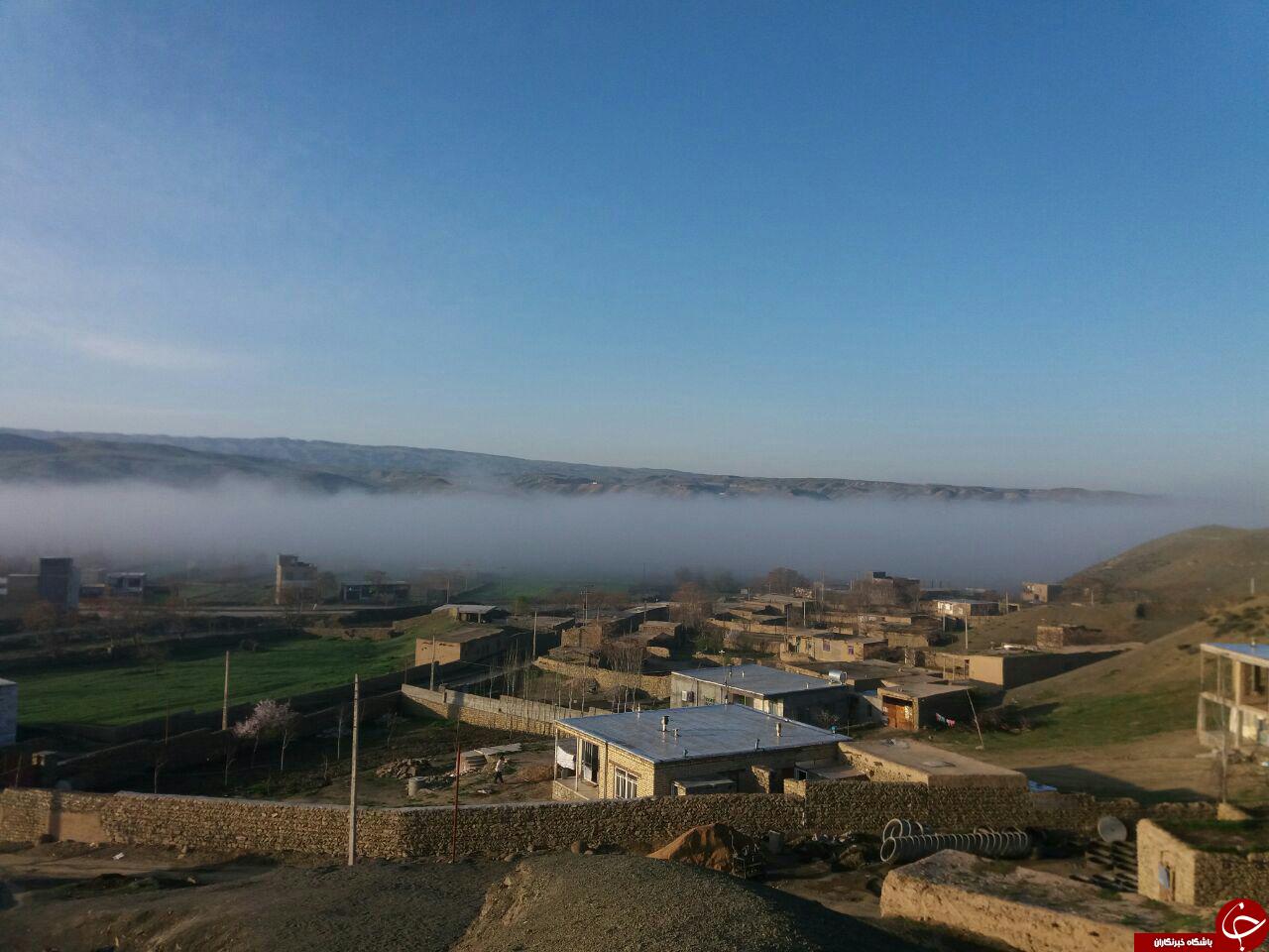 تصاویری دلنشین از مه&zwnj;گرفتگی یک روستا