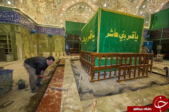 ضریح مرقد مطهر حضرت عباس(ع) برداشته شد + تصاویر