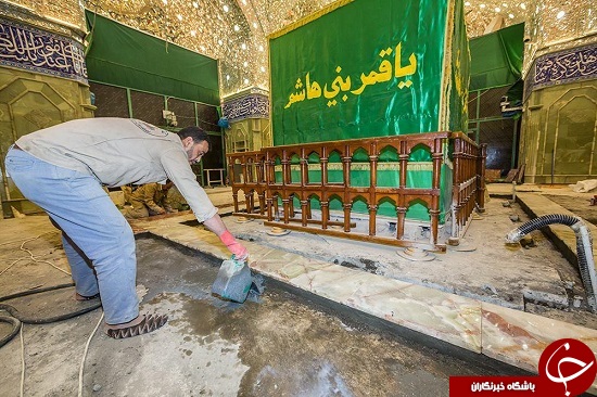 ضریح مرقد مطهر حضرت عباس(ع) برداشته شد + تصاویر