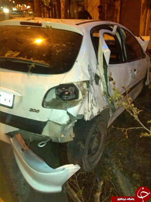 تصادف 206 با دو مصدوم + تصاویر