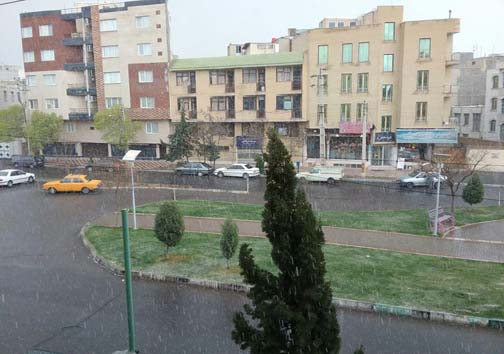 بارش تگرگ در قزوین+تصاویر