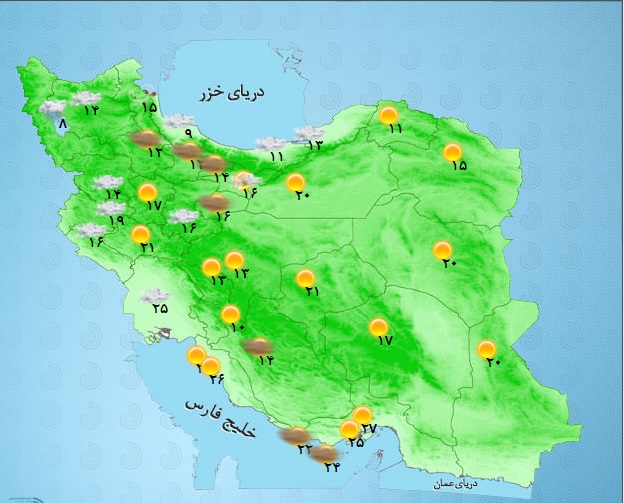 اطلاع از وضع هوای استان ها در یک نگاه + عکس