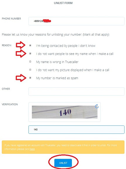 روش حذف شماره تلفن ها از Truecaller
