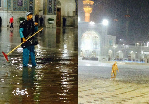 آب&zwnj;گرفتگی اطراف ضریح امام رضا(ع)+ عکس