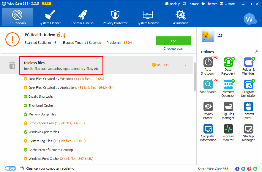 مراحل راه اندازی نرم افزار wise care 365-در حال کار