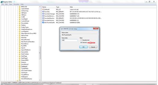 تغییر اندازه پیش نمایش برنامه ها  در TASK BAR + آموزش