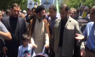 حضور فرزند رهبر معظم انقلاب در راهپیمایی روز قدس + فیلم