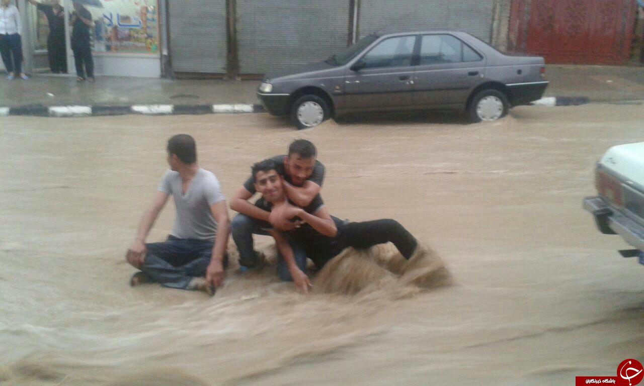 قایق سواری در خیابان های سقز+عکس