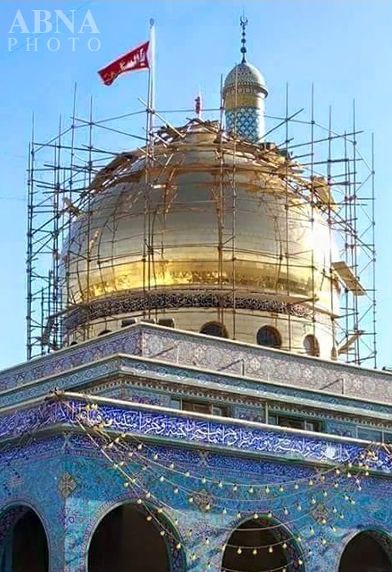 تصاویری از آخرین مراحل ترمیم گنبد حضرت زینب(س)