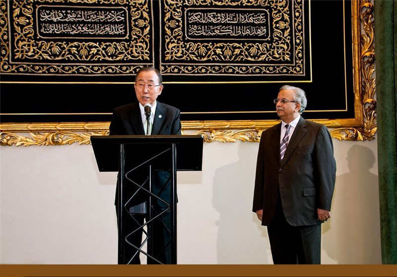 پرده کعبه در سازمان ملل نصب شد+عکس