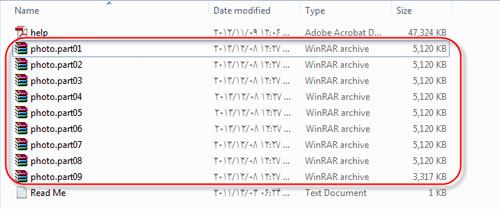 با winrar فايل هايتان را قسمت بندي كنيد!////////كار نشود