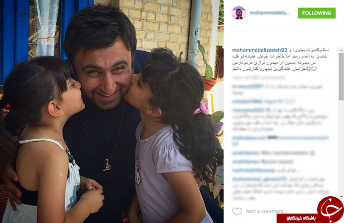 بوسه دو دختر زیبا بر گونه خواننده معروف ایرانی + عکس