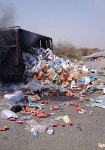 حمله سعودی ها به کامیون حامل مواد غذایی در یمن
