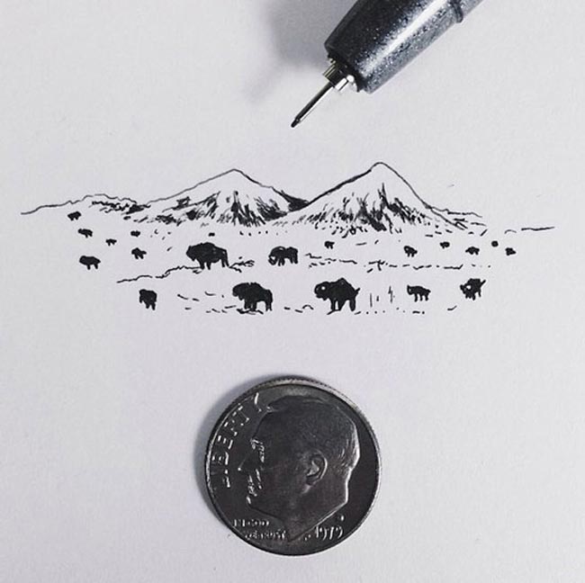 نقاش هایی در ابعاد کوچکتر از یک سکه + تصاویر