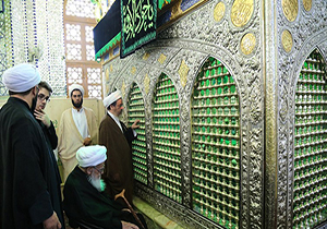 زیارت آیت الله صافی گلپایگانی از بارگاه امامزاده مبرقع(ع)‎+تصاویر