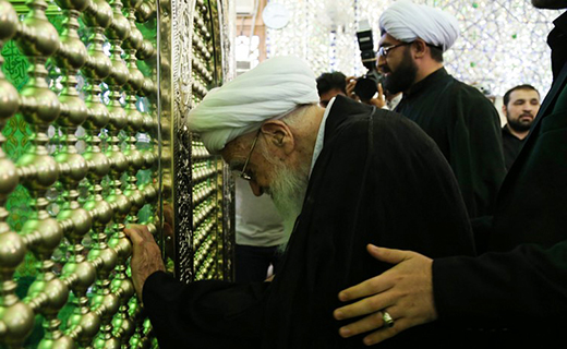 زیارت آیت الله صافی گلپایگانی از بارگاه امامزاده مبرقع(ع)&lrm;+تصاویر