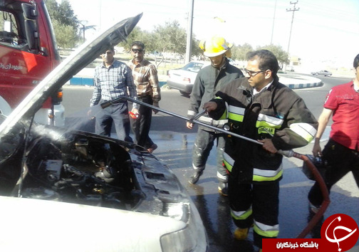 آتش گرفتن ناگهانی خودرو سمند + تصاویر