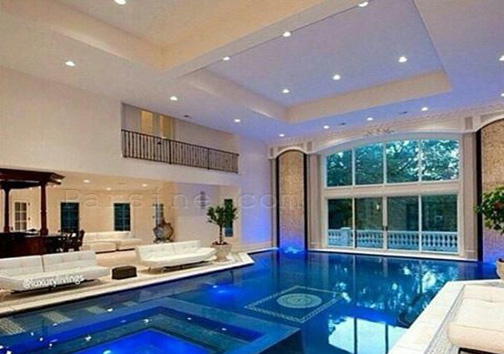 استخر در نشیمن منزل/مد جدید خانه های مایه دارها!+عکس