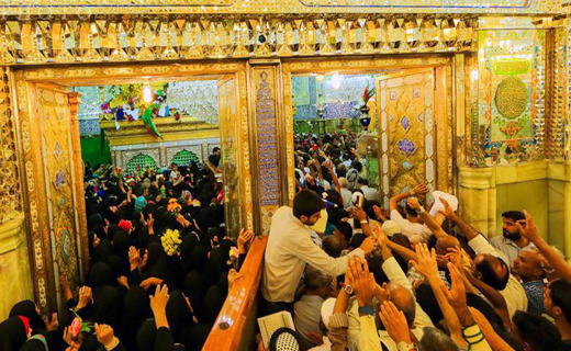 تشرف میلیون&zwnj;ها شیعه با شاخه&zwnj;های گل به حرم امیرالمومنین(ع) + تصاویر