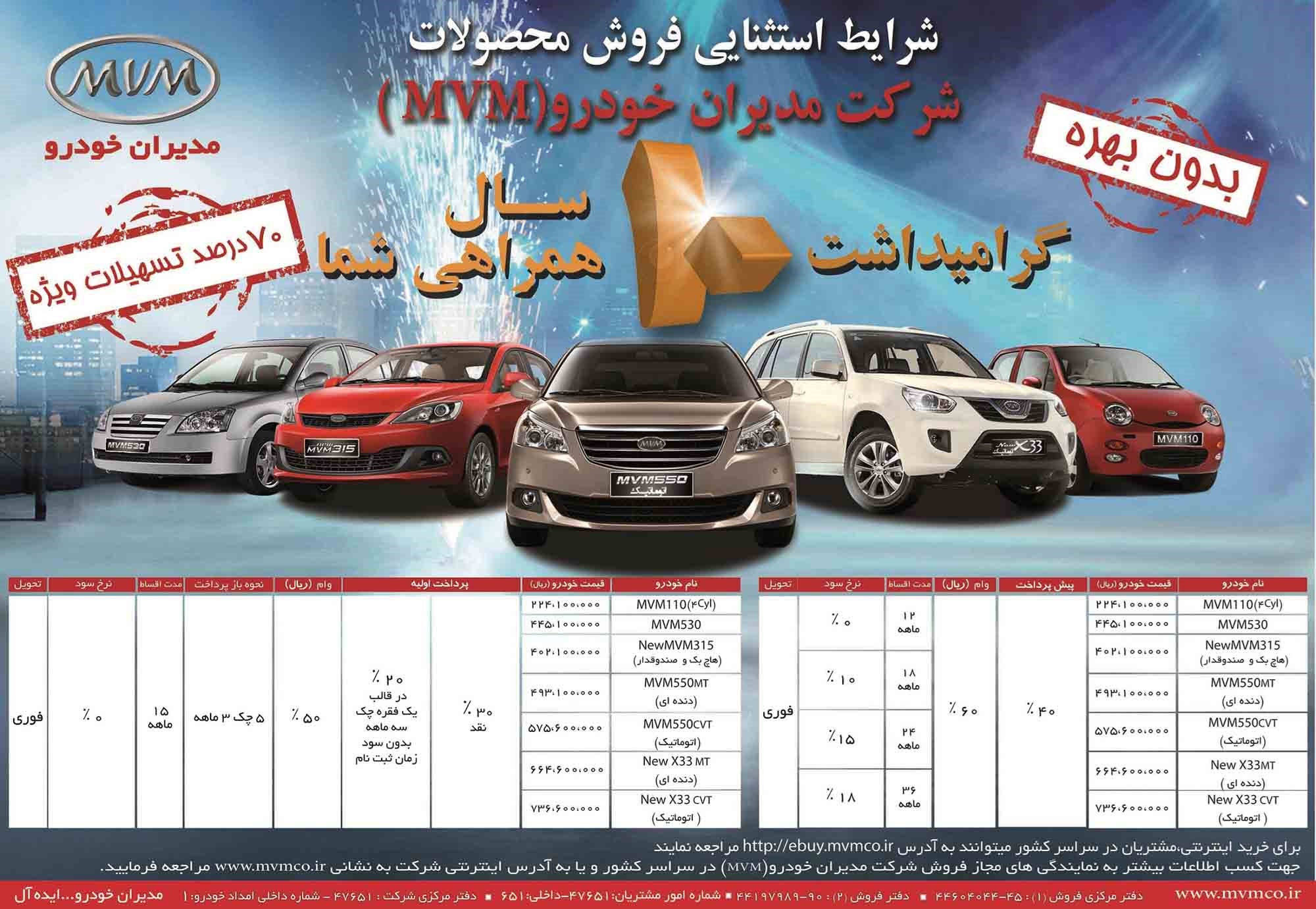 شرایط استثنایی فروش محصولات مدیران خودرو
