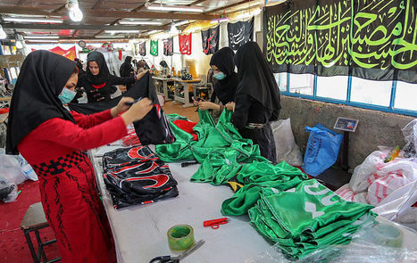 مراحل تولید  پرچم عزاداری ابا عبدالله الحسین (ع)