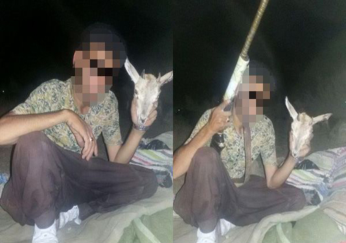 عکس یادگاری شکارچی با لاشه شکار و اسلحه دست ساز + تصاویر
