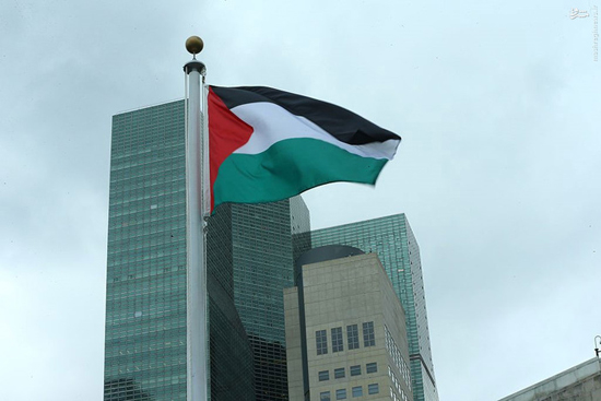 تصاویر برافراشته شدن پرچم فلسطین در سازمان ملل