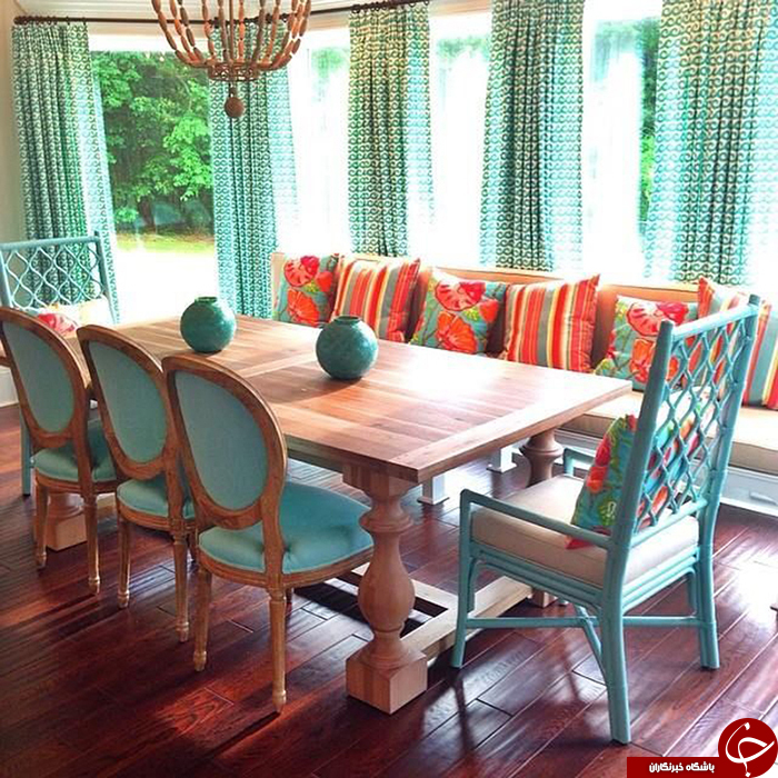 درخشش طراحی داخلی با رنگ آبی فیروزه ای
