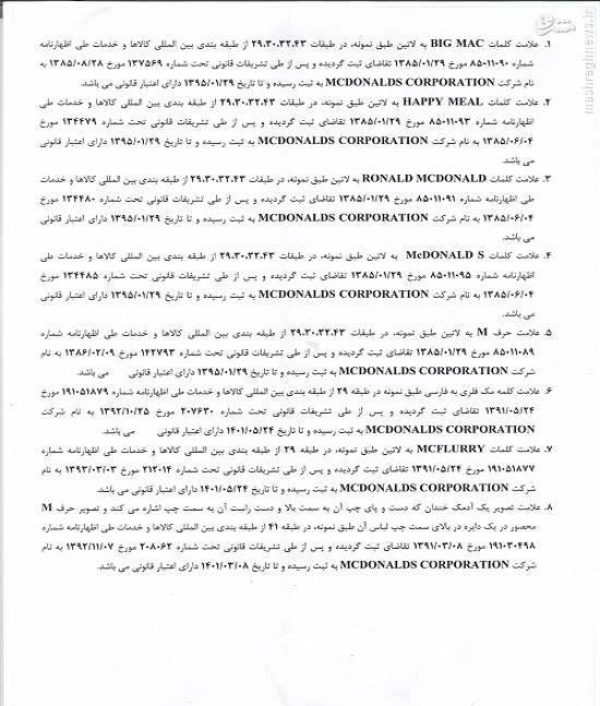 ثبت 8 شرکت آمریکایی توسط &laquo;مک دونالد&raquo; در ایران +جدول