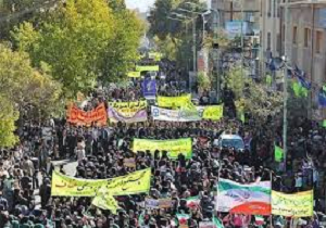 مراسم راهپیمایی 13 آبان باحضور پر شورمردم دراستان کردستان برگزارشد